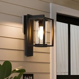 Outdoor Wall Light With Motion Sensor,Dusk To Dawn Pure Aluminum Wall Mount Lamp (Option: Black)