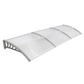Window Awning Door Canopy 120x38inch, Polycarbonate Cover Front Door Outdoor Patio Awning Canopy UV Rain Snow Sunlight Protection Hollow Sheet, C (Option: Grey)