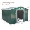 9.1' x 10.5' Galvanized Steel Storage Shed Sliding Door Tool Shack with 4 Vents & Metal Floor
