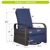 Outdoor Patio Rattan Wicker Swivel Recliner Chair;  Adjustable Reclining Chair 360° Rotating with Water Resistant Cushions
