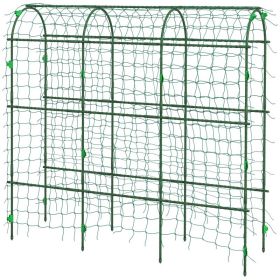 Metal Garden Trellis, Arch Trellis for Climbing Plants Outdoor, A-Frame, with Climbing Net, 17" x 72" x 72", Green (Option: Green-635x425x95 mm)